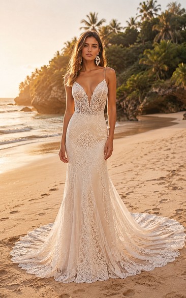 summer mermaid wedding dress Lace Mermaid Wedding Dresses for Bride 2024 Summer Beach Tulle Long Bridal  Gowns V Neck Backless Bodycon Maxi Dresses White at Amazon Women's Clothing  store