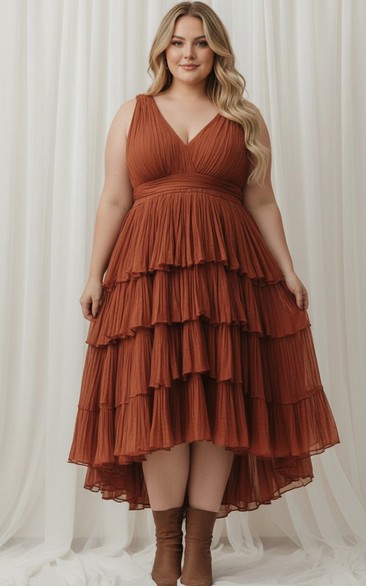 green emerald velvet dress Wedtrend Women Bridesmaid Dress Terracotta Chiffon A-Line Floor Length  Wedding Guest Dress With Ruffles – WEDTREND main image 1