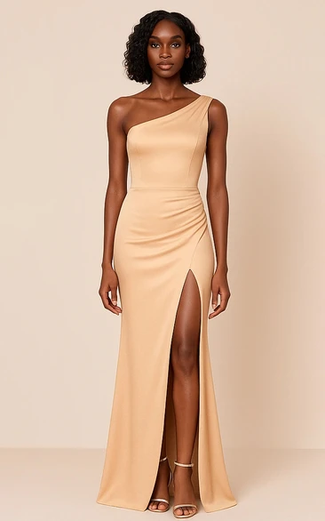 one shoulder flower bridesmaid dresses One Shoulder Floral Sequin Bead Gown In Light Navy
