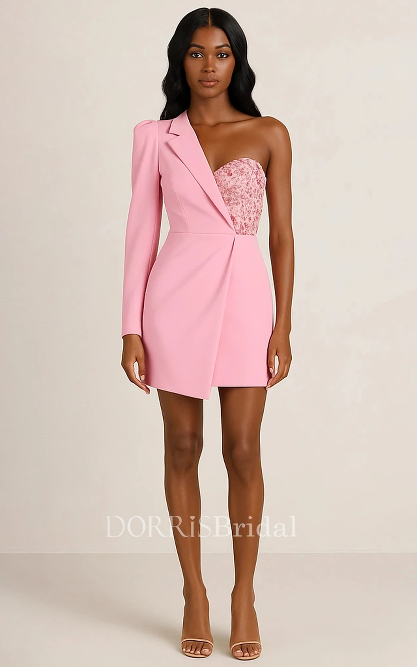 one shoulder padded dress One Shoulder Cutout Ruched Bodycon Padded Mini Dress