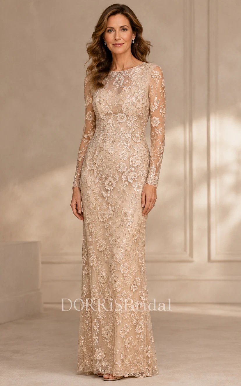 champagne color dress long sleeve Women's Long Sleeve Dresses & Formal Gowns with Sleeves